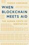 Titel: "When Blockchain Meets Aid". Autor: Margie Cheesman. Hintergrund mit geometrischen Mustern.