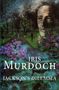 Text: "Iris Murdoch Jackson's Dilemma". Eine traumartige Illustration mit einem Gesicht im Sternenhimmel, Gartenweg und Blumen.