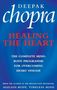 Text: DEEPAK CHOPRA, HEALING THE HEART, THE COMPLETE MIND-BODY PROGRAMME FOR OVERCOMING HEART DISEASE. Hintergrund blau.