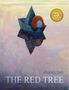 Text: „25th Anniversary Edition“, „THE RED TREE“, „shaun tan“. Illustration: Kind im Papierschiff auf Wasser.