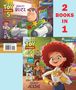 Zwei Titel: "DEPUTY BUZZ" und "SHERIFF JESSIE", darunter "TOY STORY 5", mit Figuren aus Toy Story, bunte Kinderbuch-Cover., Buch