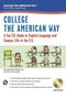 Titel: "College the American Way" – Ein humorvoller ESL-Leitfaden über Sprache und Campusleben in den USA. Illustration: Ein Lehrer und Schüler im Klassenzimmer.