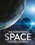Text: "THE KINGFISHER SPACE ENCYCLOPEDIA". Darstellung eines Planeten mit Ringen und einem zweiten, kleineren Planeten.