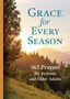 "Grace for Every Season: 365 Prayers for Retirees and Older Adults." Sonnenuntergang hinter Hügeln und Bäumen.