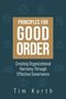 Text: "Principles for Good Order. Creating Organizational Harmony Through Effective Governance. Tim Kurth."  
Illustration mit abstrakten Symbolen.