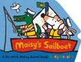 "Maisy's Sailboat" steht auf einem roten Boot. Ein Krokodil angelt, eine Maus trägt Segelkleidung und eine Möwe fliegt.
