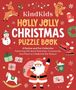 "KindKids HOLLY JOLLY CHRISTMAS PUZZLE BOOK. Weihnachtsmotive: Rentier, Lebkuchenmann, Schneemann, Geschenke, Santa."