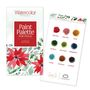 "Paint Palette Portfolio: 9 Premium Paint Dots" steht auf einer Verpackung mit floralen Designs und neun Farbpunkten., Buch