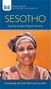 "SESOTHO, Sesotho-English/English-Sesotho, A language of South Africa and Lesotho" steht über einer lächelnden Frau.