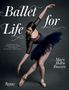 "Ballet for Life" und "Mary Helen Bowers". Ballerina posiert in einem dunklen Tutu vor grauem Hintergrund., Buch