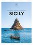 „Maud Simon - SICILY“ steht oben. Ein Felsen im Meer, Boote drumherum, blauer Himmel., Buch