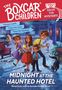 "The Boxcar Children" oben, dann "You solve the mystery!", "Choose a path. Follow the clues. Solve the mystery!", darunter Kinder in einem Hotel.