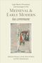 Titel: "Medieval & Early Modern ius commune". Darunter ein mittelalterliches Manuskript mit farbigen Initialen und Figuren., Buch