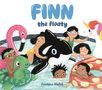 „FINN the floaty“. Illustration von fröhlichen Kindern mit bunten Schwimmtieren in einem Pool., Buch