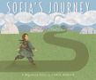 „SOFIA'S JOURNEY: A Migration Story by CARIN BERGER“. Eine Illustration zeigt ein Mädchen auf einem grünen Weg mit Hügeln., Buch
