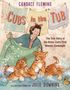 "Cubs in the Tub", eine Frau hält zwei Tigerjunge in der Badewanne. Einfache, farbenfrohe Illustration., Buch