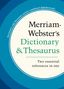 „Merriam-Webster's Dictionary & Thesaurus. Two essential references in one.” Ein einfaches, blaues Cover.