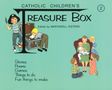 Titel: "CATHOLIC CHILDREN'S TREASURE BOX". Kinder in Piraten- und Alltagskleidung, öffnen eine Schatzkiste und sitzen mit einer Mutter.