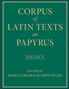 "Corpus of Latin Texts on Papyrus, Volume V, edited by Maria Chiara Scappaticcio." Goldene Schrift auf grünem Hintergrund., Buch