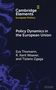 Titel: "Policy Dynamics in the European Union." Autoren: Evà Thomann, R. Kent Weaver, Tiziano Zgaga. Blaues abstraktes Design., Buch