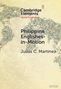 Text: "Cambridge Elements World Englishes. Philippine Englishes-in-Motion. Julius C. Martinez." Beige Hintergrund, Globus-Muster., Buch