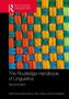 "The Routledge Handbook of Linguistics, Second Edition" steht über einem gewebten Muster in Orange, Blau und Grün., Buch