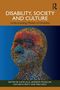 „DISABILITY, SOCIETY AND CULTURE“ in Weiß auf Braun. Darunter ein bunter, pixelartiger Menschenkopf vor blauem Hintergrund., Buch