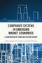"Corporate Systems in Emerging Market Economies" ist der Titel. Skizze von weißen Gebäuden auf blauem Hintergrund., Buch