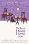 Text: THE GLOBAL BESTSELLER, Before I knew I loved you, TOSHIKAZU KAWAGUCHI. Szene: Zwei Tische, je zwei Stühle, Katze, Geschenke., Buch