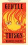 „GENTLE THINGS DANIELLE GILES“. Illustration: Augen eines Kindes, im Hintergrund rote Häuser und Flammen.