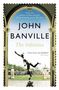 Text: "From the author of Man Booker Prize-winning novel The Sea, JOHN BANVILLE, The Infinities, 'Dark, funny and delightful' - The Times."  
Die Illustration zeigt eine Statue vor einem Garten und Gebäuden, gerahmt von einem Bogen., Buch