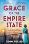 Buchtitel: "Grace of the Empire State" von Gemma Tizzard. Eine Frau steht auf einer Aussichtsplattform über NYC.