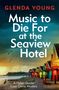 "Music to Die For at the Seaview Hotel" von Glenda Young. Strandhütten, Möwen, und ein rotes E-Gitarren-Detail.