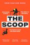 "ERIN VAN DER MEER. One needs a story. The other is the story. THE SCOOP. The fallout could ruin them both." 

Illustration: Eine Person an einem Schreibtisch und fallende Silhouette. Orange Hintergrund.