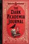 "The Dark Academia Journal" von Sarah Clare und Sophie Waters. Rabe auf Totenkopf, Kerze auf Büchern in rotem Rahmen., Buch