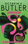 "OCTAVIA E. BUTLER, SURVIVOR, A PATTERNIST NOVEL." Grüner Hintergrund mit abstrakten Formen und einem Gesicht., Buch