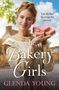 Text: "Can she find the recipe for success? The Bakery Girls. Glenda Young." Eine Frau hält einen Teller mit Gebäck.