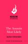 Text: "HEADLINE ETERNAL," "The Assassin Most Likely," "Jackie Ashenden," "COVER TO BE REVEALED." Rosa Hintergrund, Logo mit Flamme.
