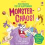 "MONSTER-CHAOS!", ein wildes Pop-up-Klappenbuch mit fröhlichem Monster, wirbelt Essen umher., Buch
