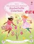„Mein Anziehpuppen-Stickerbuch: Zauberhafte Osterfeen“. Zwei Feen dekorieren einen Baum mit Ostereiern. Viel Glitzer., Buch
