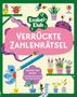 Text: "Knobel-Klub", "Verrückte Zahlenrätsel", "Trainiere dein Gehirn!", "Alle Grundrechenarten + Bruchrechnungen". Illustration mit bunten, verspielten Figuren, Pflanzen und Zahlen., Buch