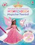 „Mein glitzerndes Anziehpuppen-MITMACHBUCH Magischer Feenball“. Illustration: Fee im pinken Kleid, Schloss, Einhorn., Buch