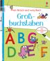Ein wisch- und weg-Buch über Großbuchstaben mit abwischbarem Stift. Bunte Buchstaben mit lustigen Figuren., Buch