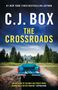 Text: "THE CROSSROADS, C.J. BOX, HEAD OF ZEUS, An Aries Book". Roter Hintergrund, Logo mit Eule.