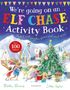 "We're going on an ELF CHASE Activity Book" steht oben. Illustration: Hasen, Geschenke, Tannenbaum, Schnee, Häuser.
