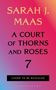 "Sarah J. Maas, A Court of Thorns and Roses 7, Cover to be revealed, Bloomsbury." Farbverlauf von pink zu blau.