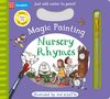"Magic Painting Nursery Rhymes" auf lila Hintergrund, bemerkt Illustrationen von Figuren aus Kinderreimen und einen Pinsel.