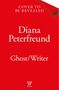 Text: "COVER TO BE REVEALED. Diana Peterfreund. Ghost/Writer." 
Rotes Hintergrundbild mit minimalistischem Design.