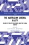Titel: The Australian Liberal Party, Volume 2: Policy Challenges and the Global Context. Editoren: Zareh Ghazarian, Marija Taflaga, Matteo Bonotti. Abstraktes, geometrisches Muster aus blauen und weißen Formen., Buch