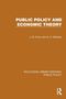Titel: PUBLIC POLICY AND ECONOMIC THEORY. Autoren: J. M. Oliver und G. H. Webster. Verlag: ROUTLEDGE LIBRARY EDITIONS. Hintergrund ist braun., Buch